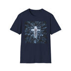 Cross in Snow Aerial Print T-Shirt — Minimalist Winter Graphic Tee