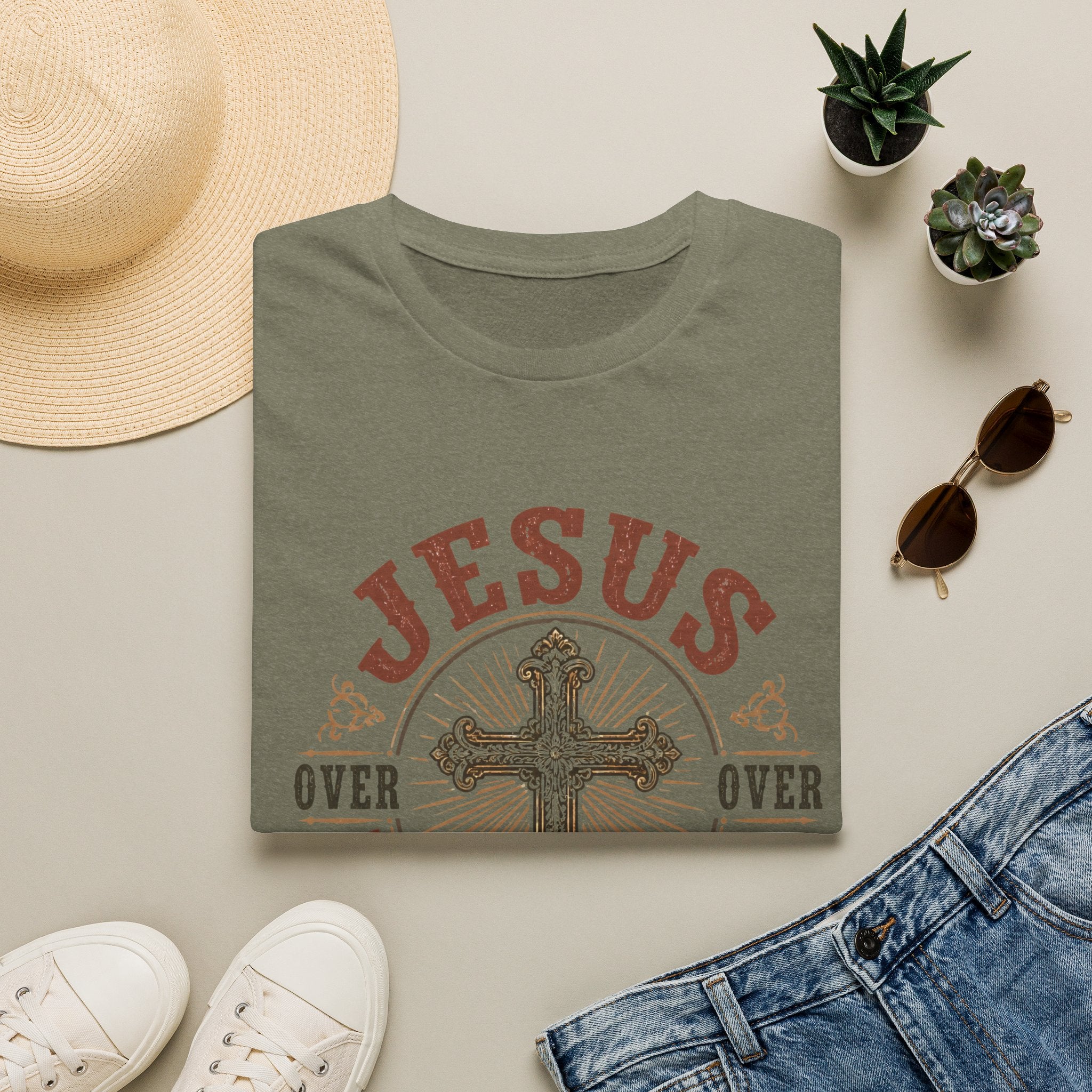 Jesus Over Everything T-Shirt — Christian Cross Faith Tee