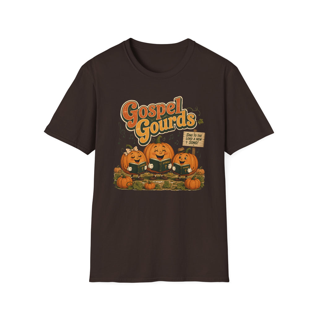 Gospel Gourds Halloween T‑Shirt — Cute Singing Pumpkin Fall Tee