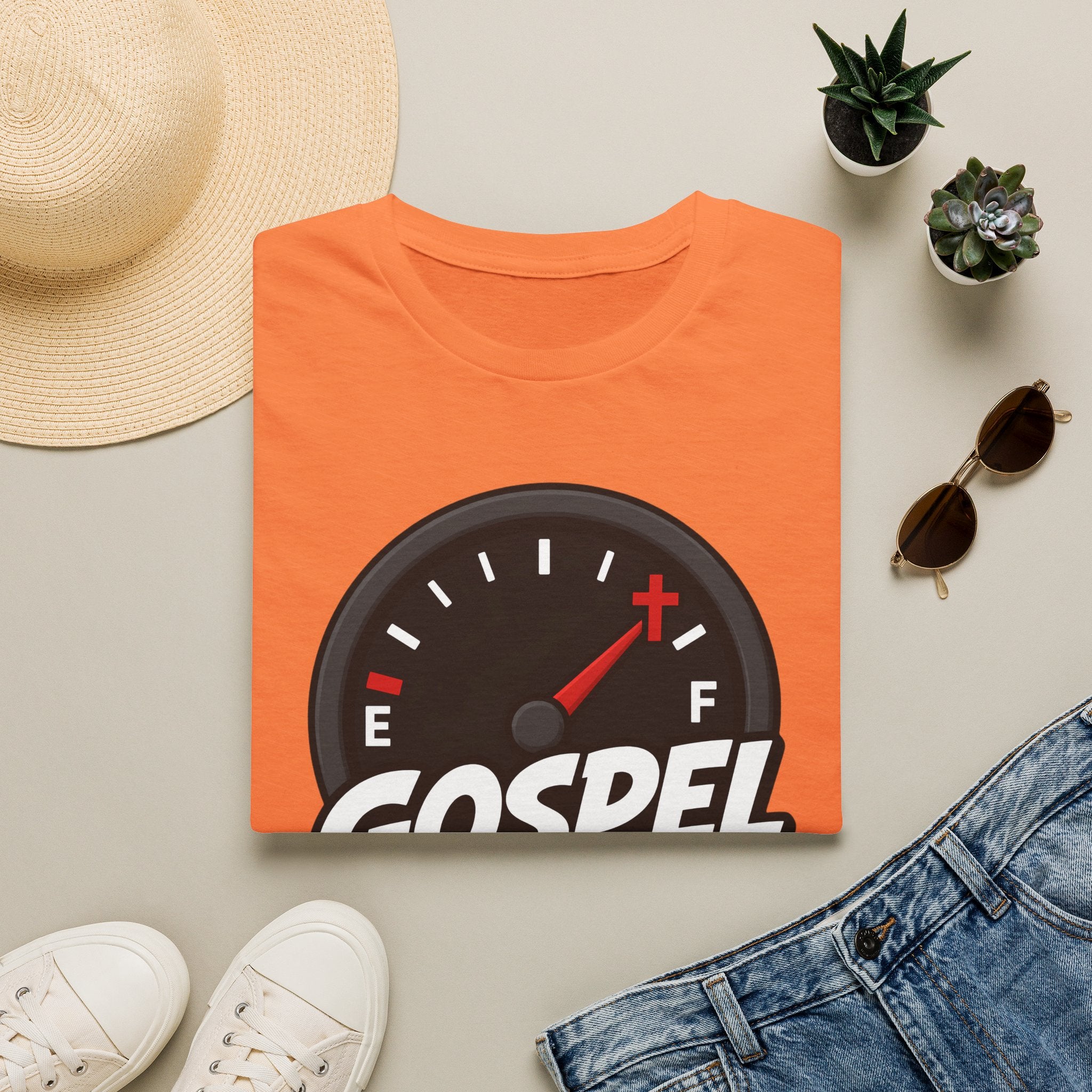 Gospel Fueled T-Shirt — Christian Faith Fuel Gauge Tee
