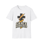 Grace Powered T-Shirt — Faith Cross with Lightning Christian Tee