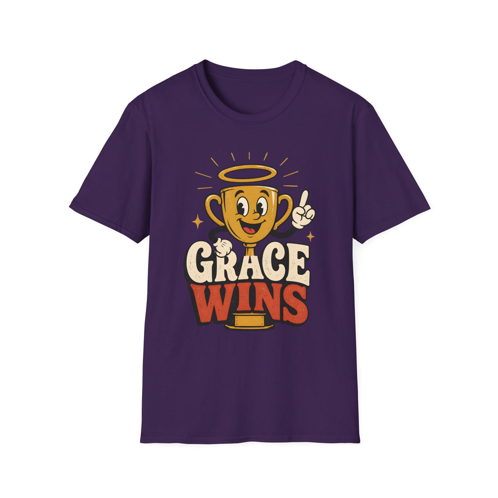 T-Shirt — 'Grace Wins' Angel Trophy Graphic Tee