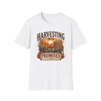Harvesting His Promises T-Shirt — Fall Pumpkin & Sunflower Faith Tee