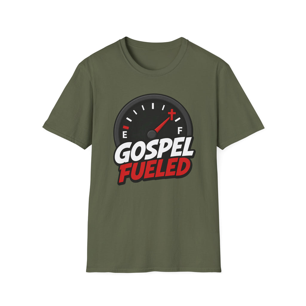 Gospel Fueled T-Shirt — Christian Faith Fuel Gauge Tee