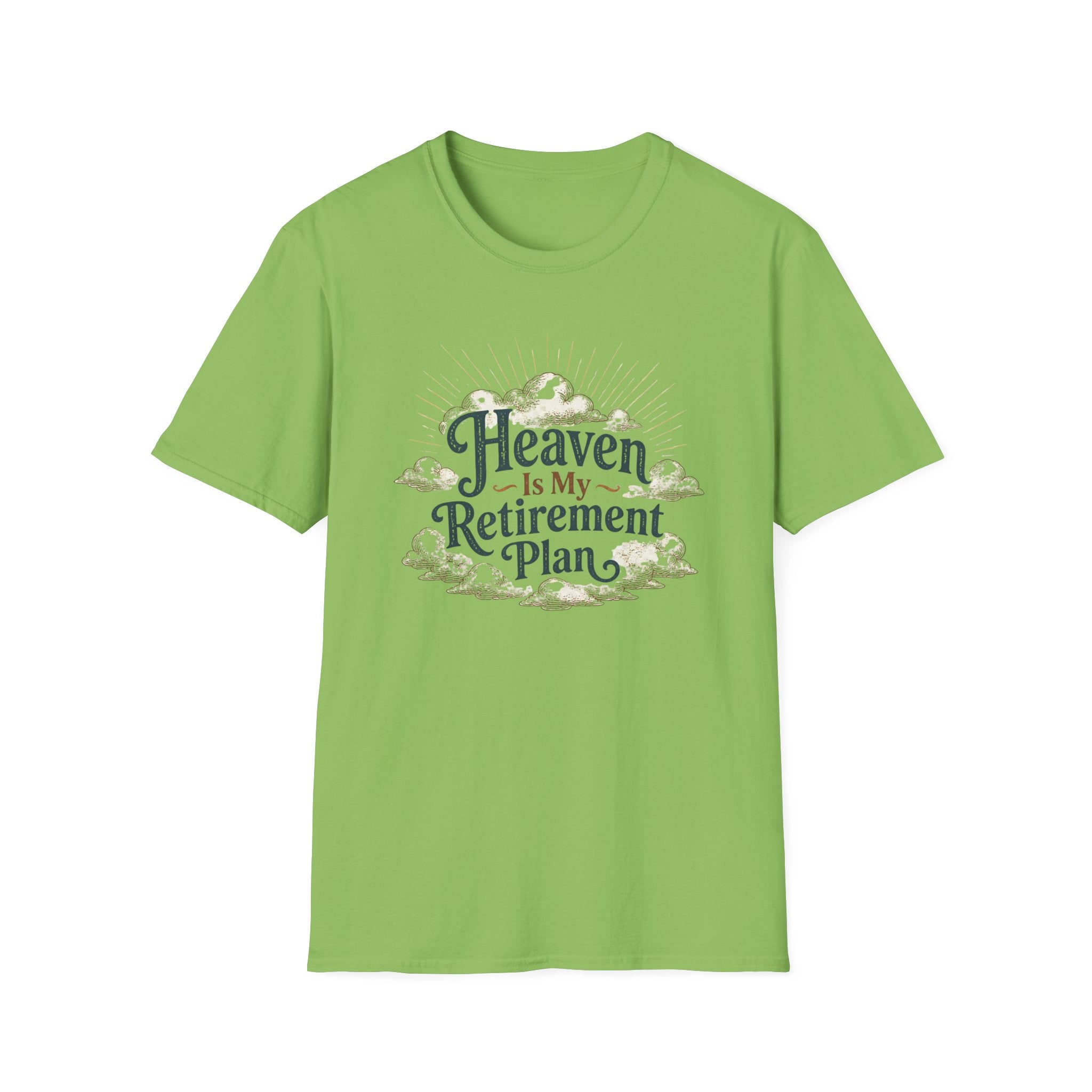 Retirement T-Shirt — "Heaven Is My Retirement Plan" Vintage Cloud Tee