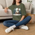 T-Shirt — Cozy Winter Chapel Graphic Tee (Snowy Pine Church)