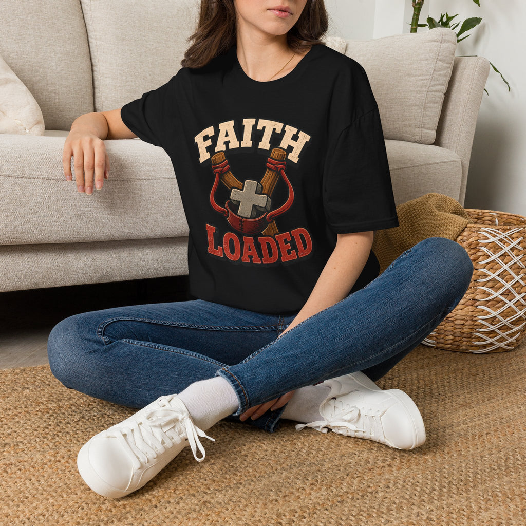Faith Loaded T-Shirt — Christian Slingshot Cross Graphic Tee