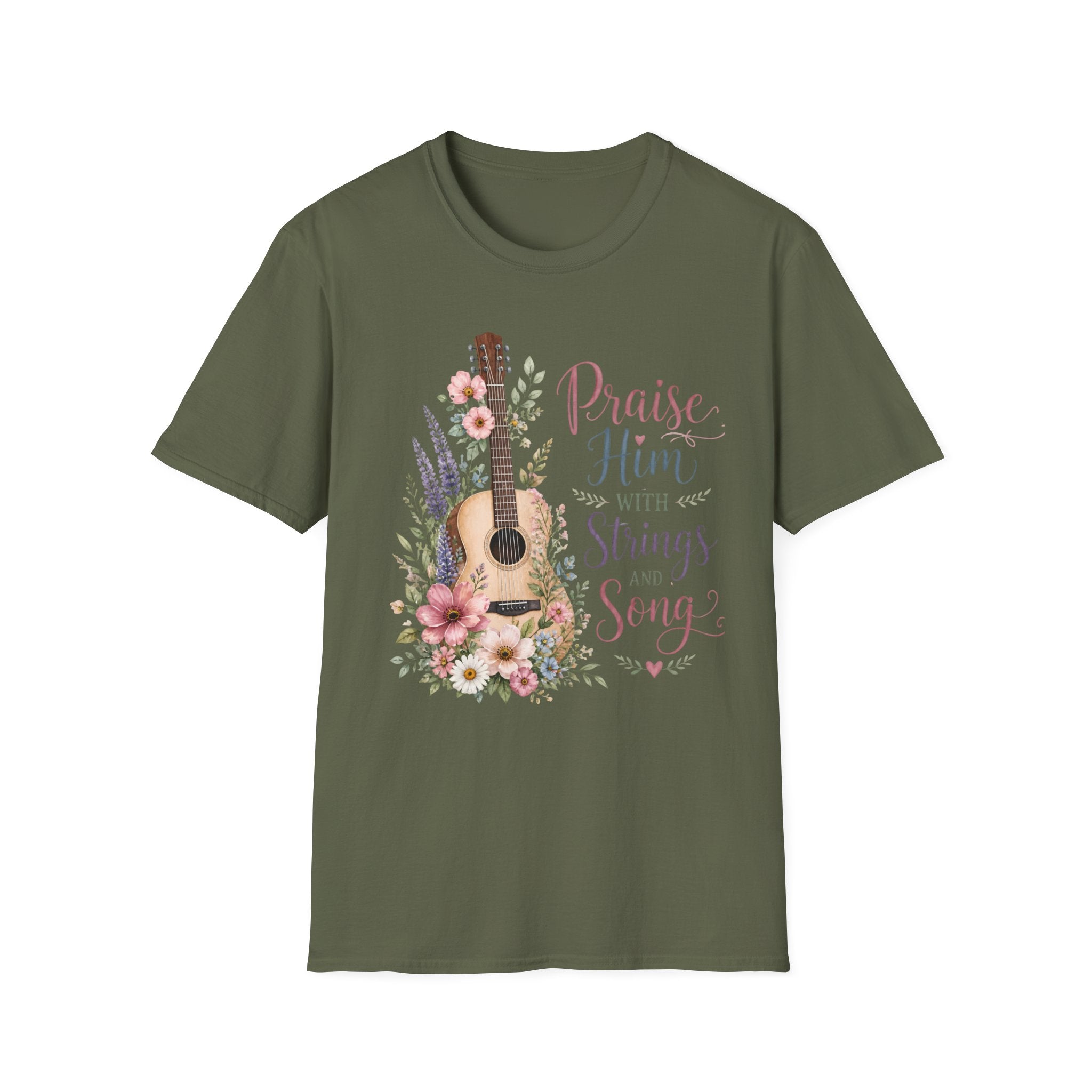 Guitar Floral "Praise Him with Strings" T-Shirt