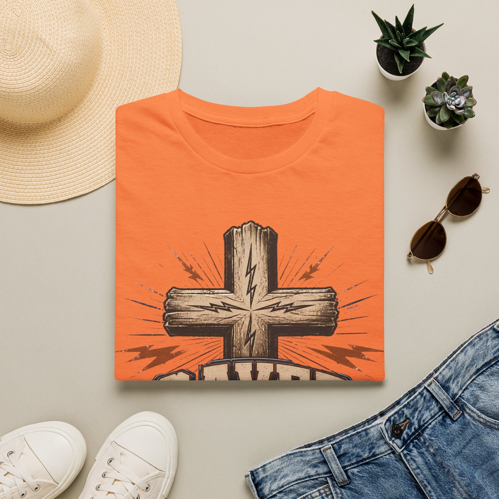 Saved Not Lucky T-Shirt — Christian Cross Faith Graphic Tee