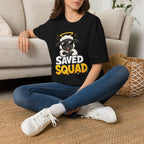 Saved Squad T‑Shirt — Cute Angel Sheep Graphic Tee for Christian Youth & Church Groups