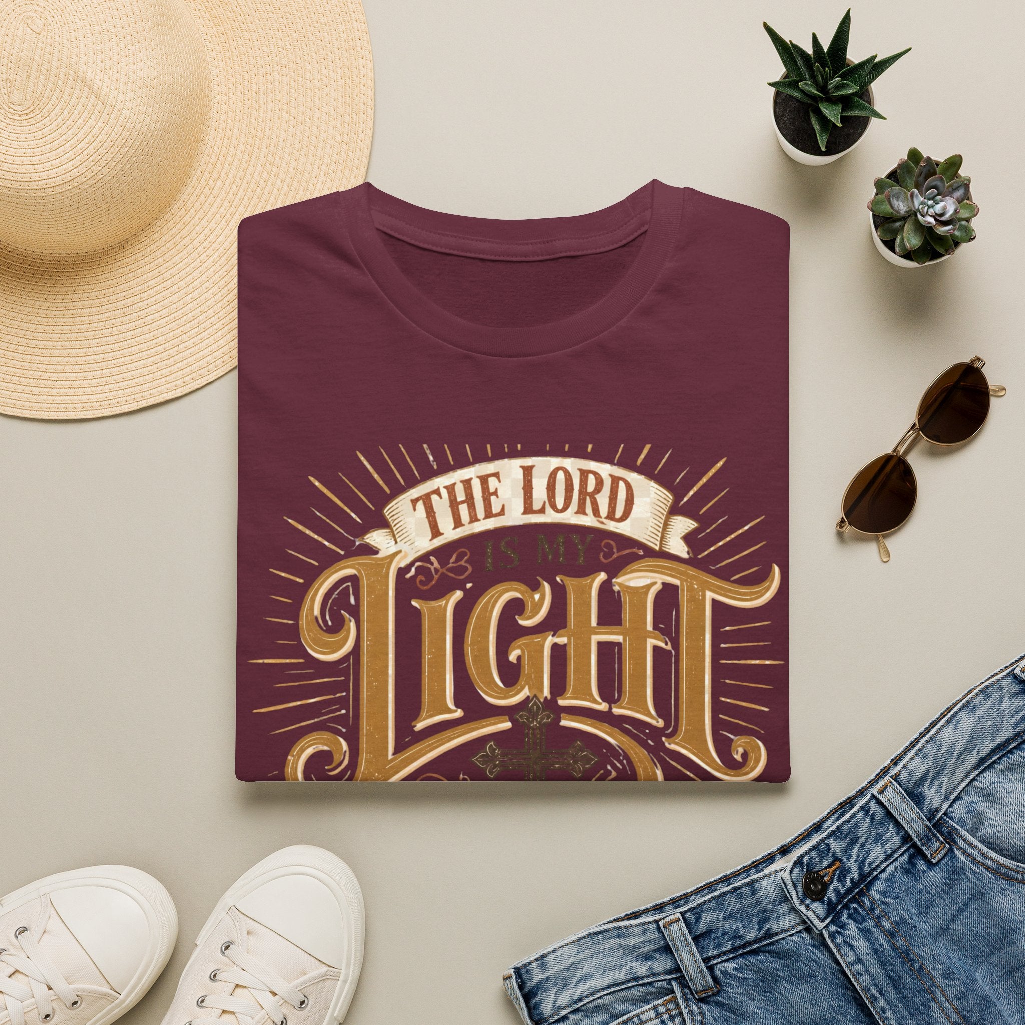 Christian T-Shirt - "The Lord Is My Light & Peace" Inspirational Faith Tee