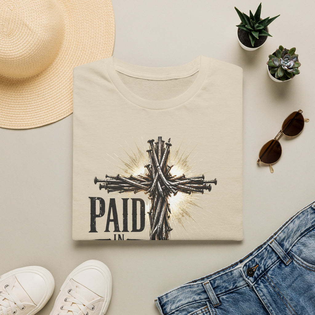 Christian T-Shirt — "Paid in Full" Cross Graphic Faith Tee