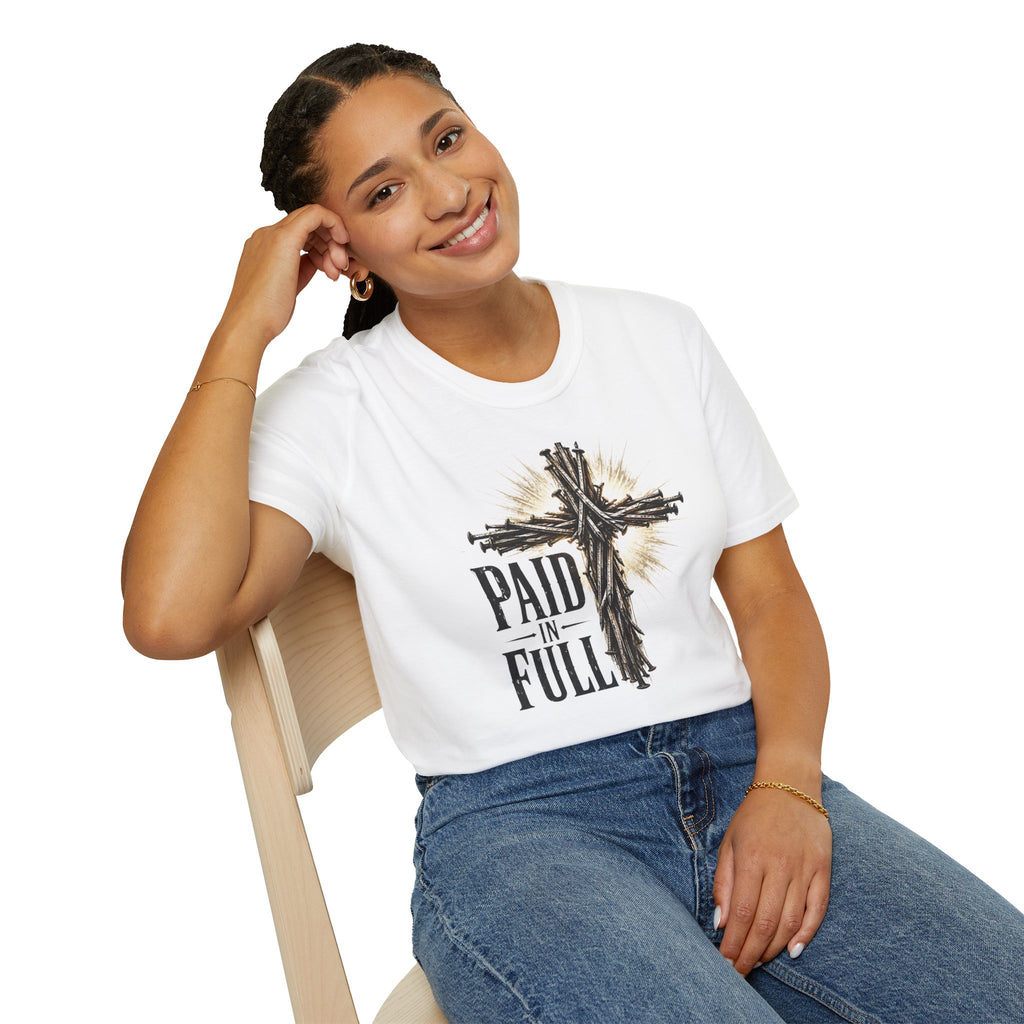 Christian T-Shirt — "Paid in Full" Cross Graphic Faith Tee