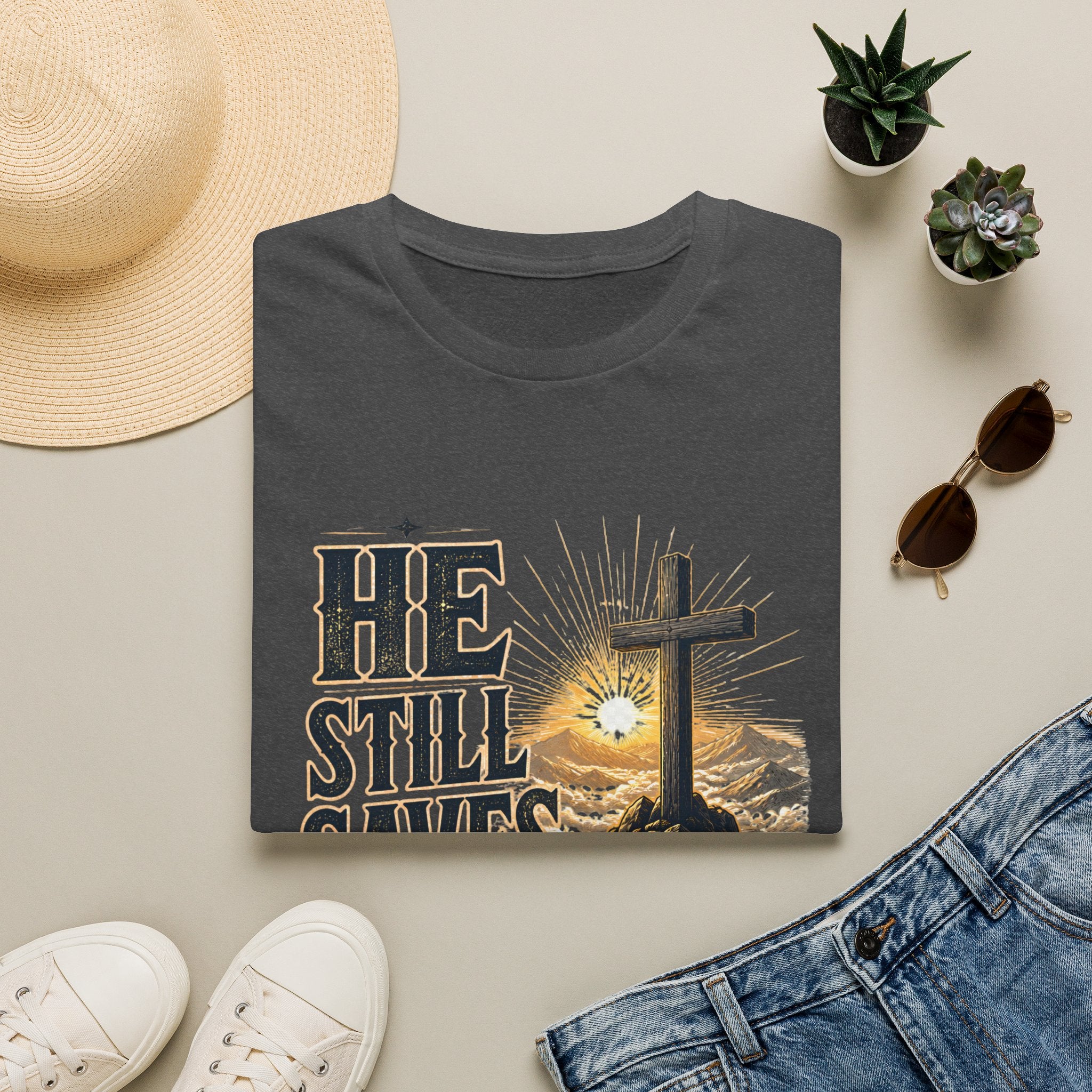 He Still Saves T-Shirt — Christian Cross Faith Graphic Tee