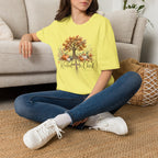 Fall Tree & Pumpkins T-Shirt — "Rooted in Christ" Autumn Faith Tee