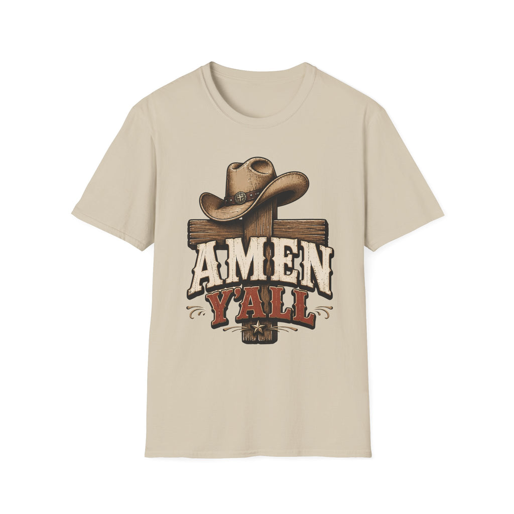 Amen Y’all Cowboy T-Shirt — Western Cross & Hat Graphic Tee