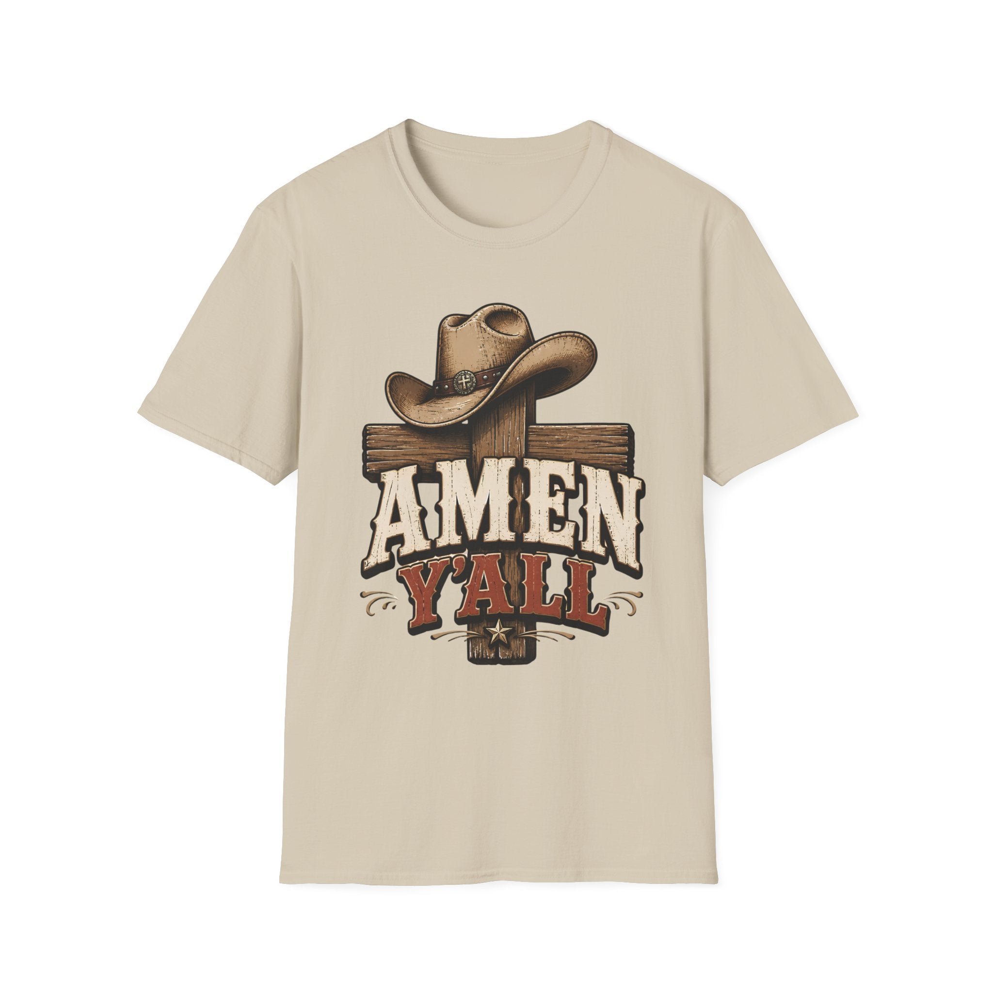 Amen Y’all Cowboy T-Shirt — Western Cross & Hat Graphic Tee