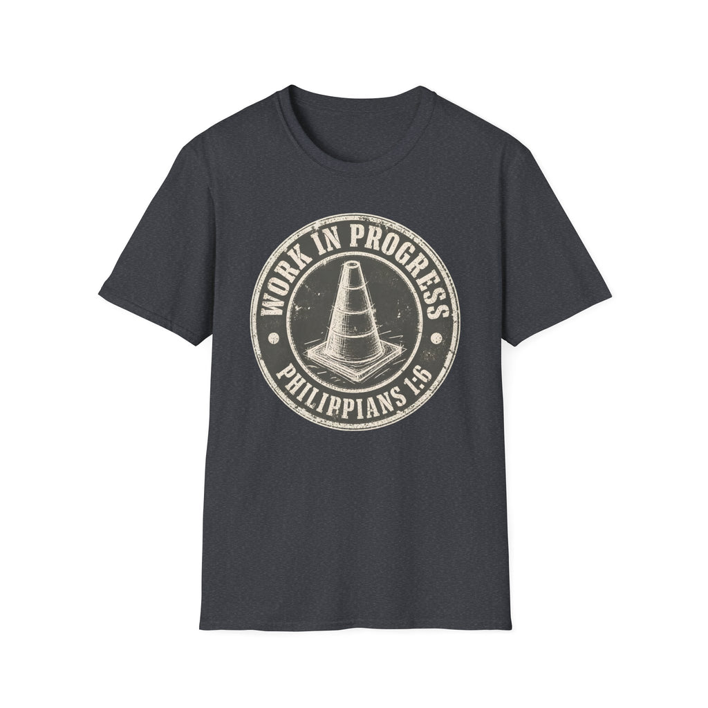 Work In Progress T-Shirt — 'Work In Progress' Vintage Cone Graphic Tee (Philippians 1:6)