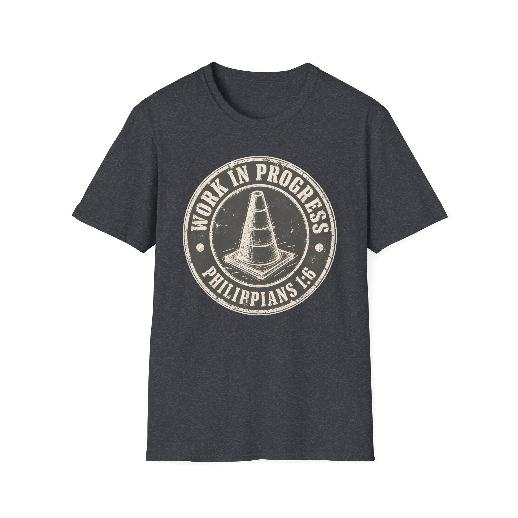 Work In Progress T-Shirt — 'Work In Progress' Vintage Cone Graphic Tee (Philippians 1:6)