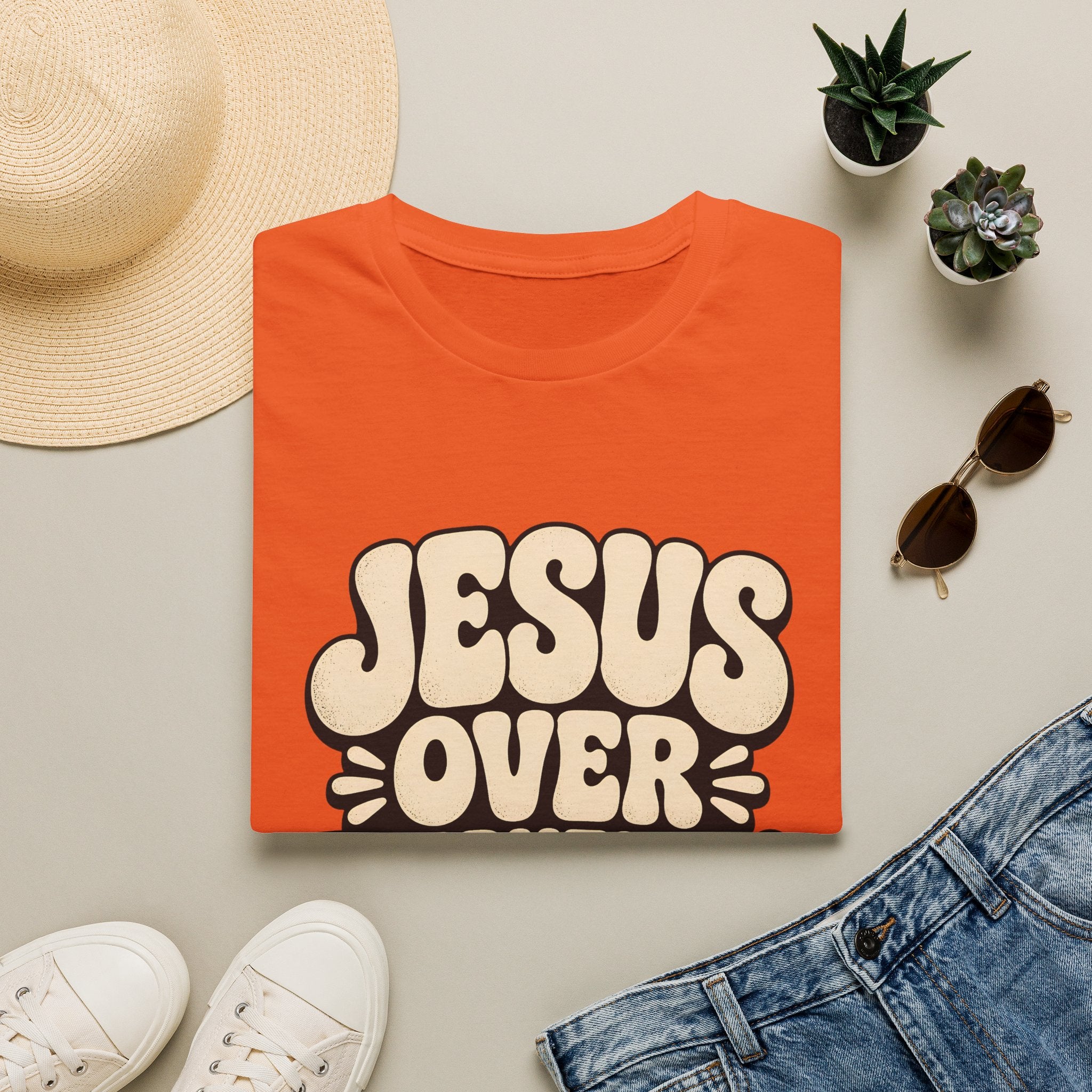 Jesus Over Everything T‑Shirt — Retro Faith Graphic Tee