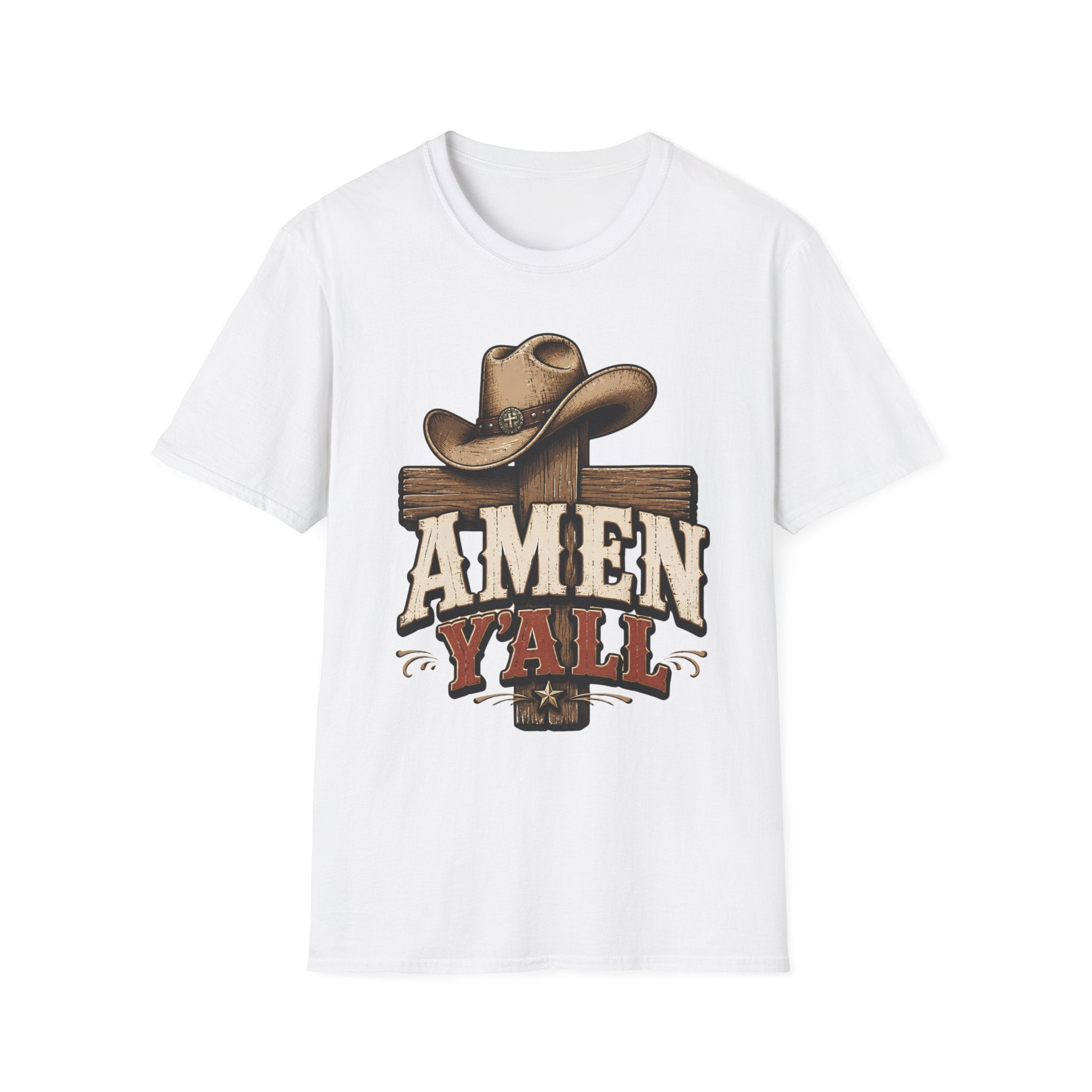 Amen Y’all Cowboy T-Shirt — Western Cross & Hat Graphic Tee