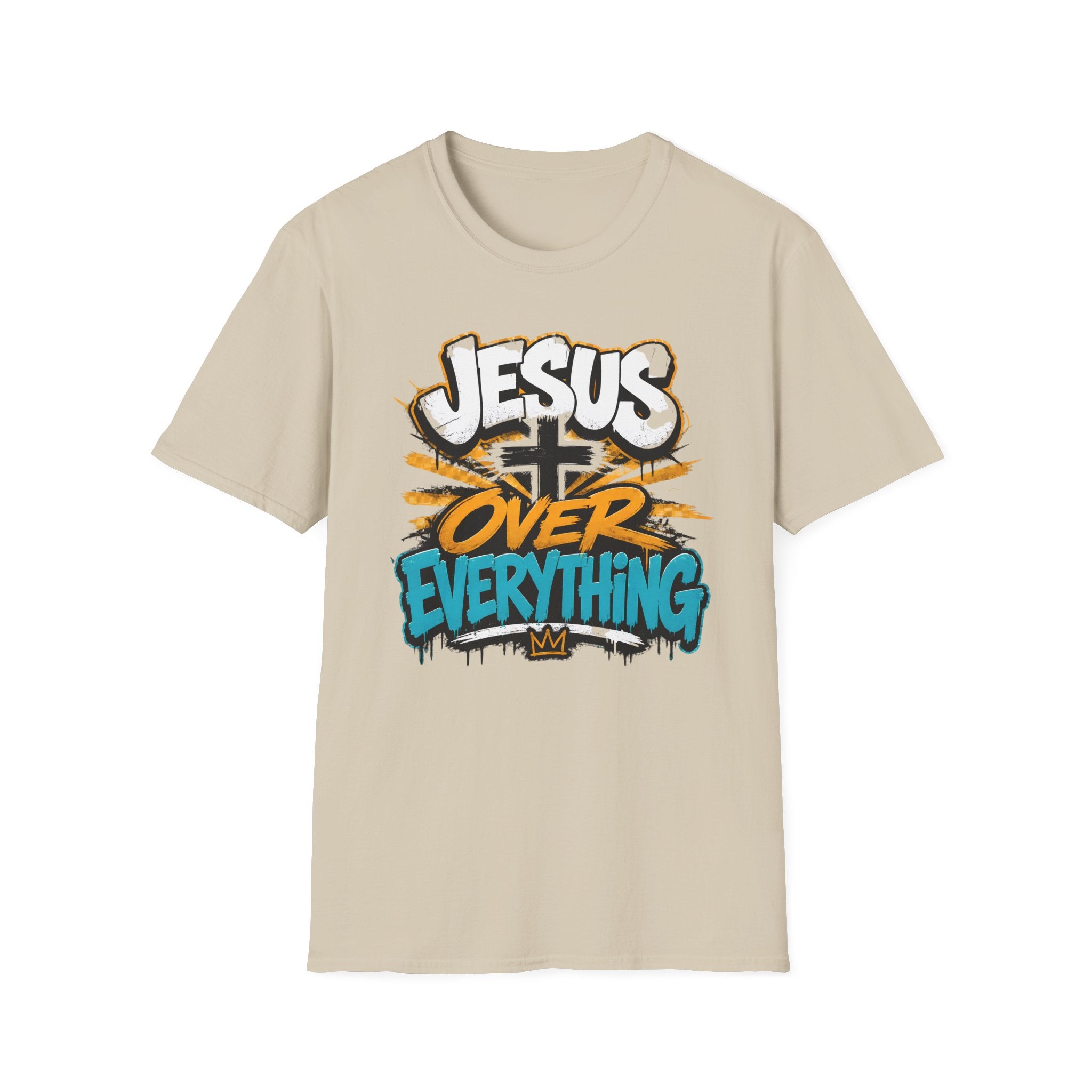 Jesus Over Everything T-Shirt — Faith Graphic Tee with Cross Streetwear Design