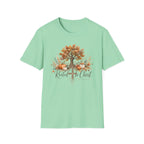 Fall Tree & Pumpkins T-Shirt — "Rooted in Christ" Autumn Faith Tee