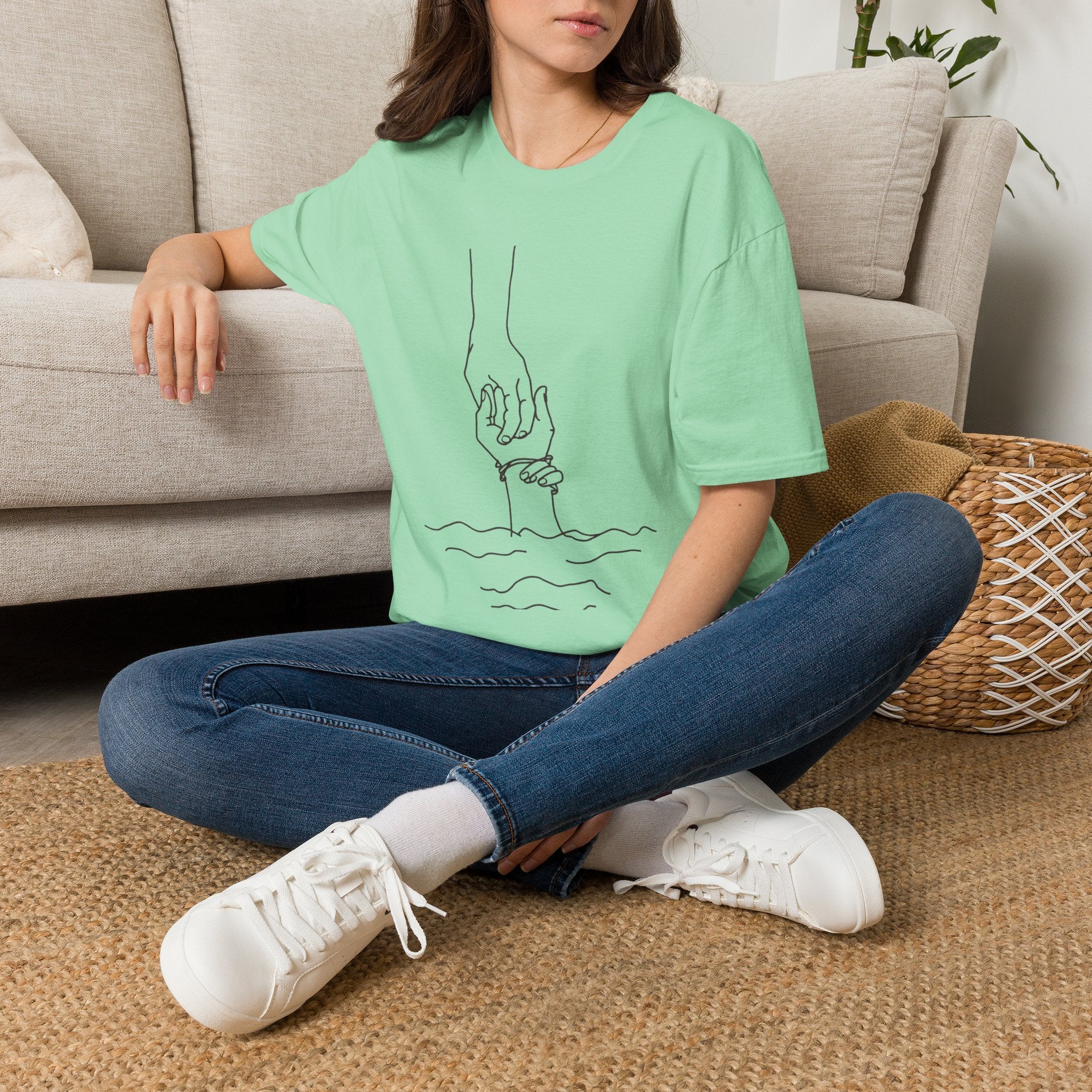 T-Shirt — Minimal Line Art Holding Hands Design
