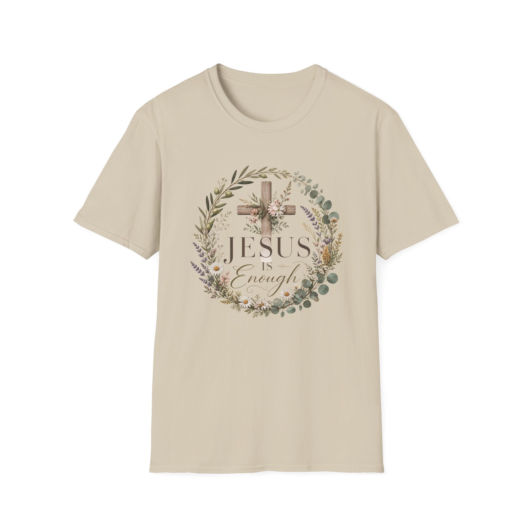 Christian Cross Floral T-Shirt — "Jesus Enough" Inspirational Tee