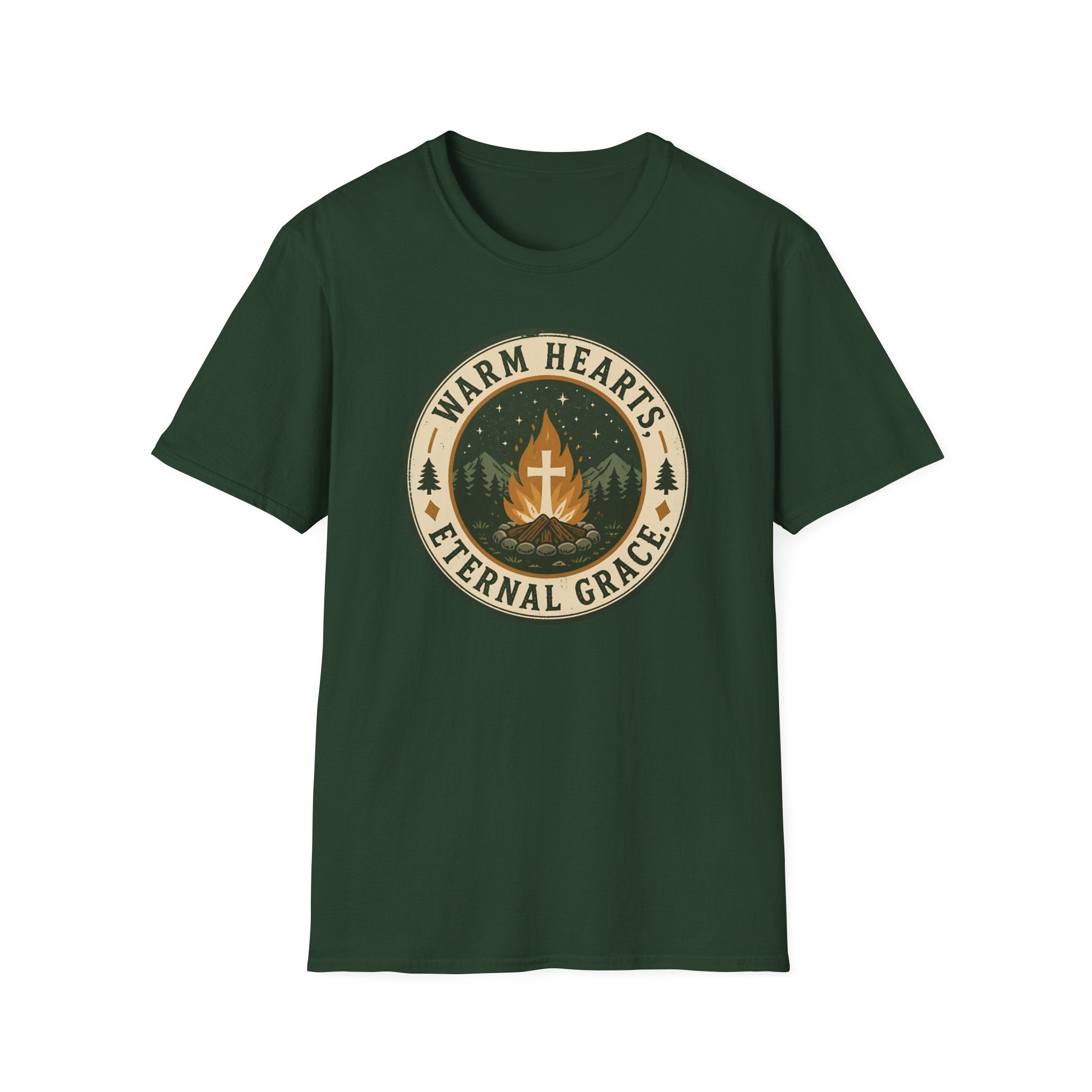 Warm Hearts Eternal Grace T-Shirt — Christian Camping Campfire Graphic Tee