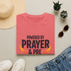 Prayer & Pre-Workout T-Shirt — "Powered by Prayer & Pre-Workout" Christian Fitness Tee