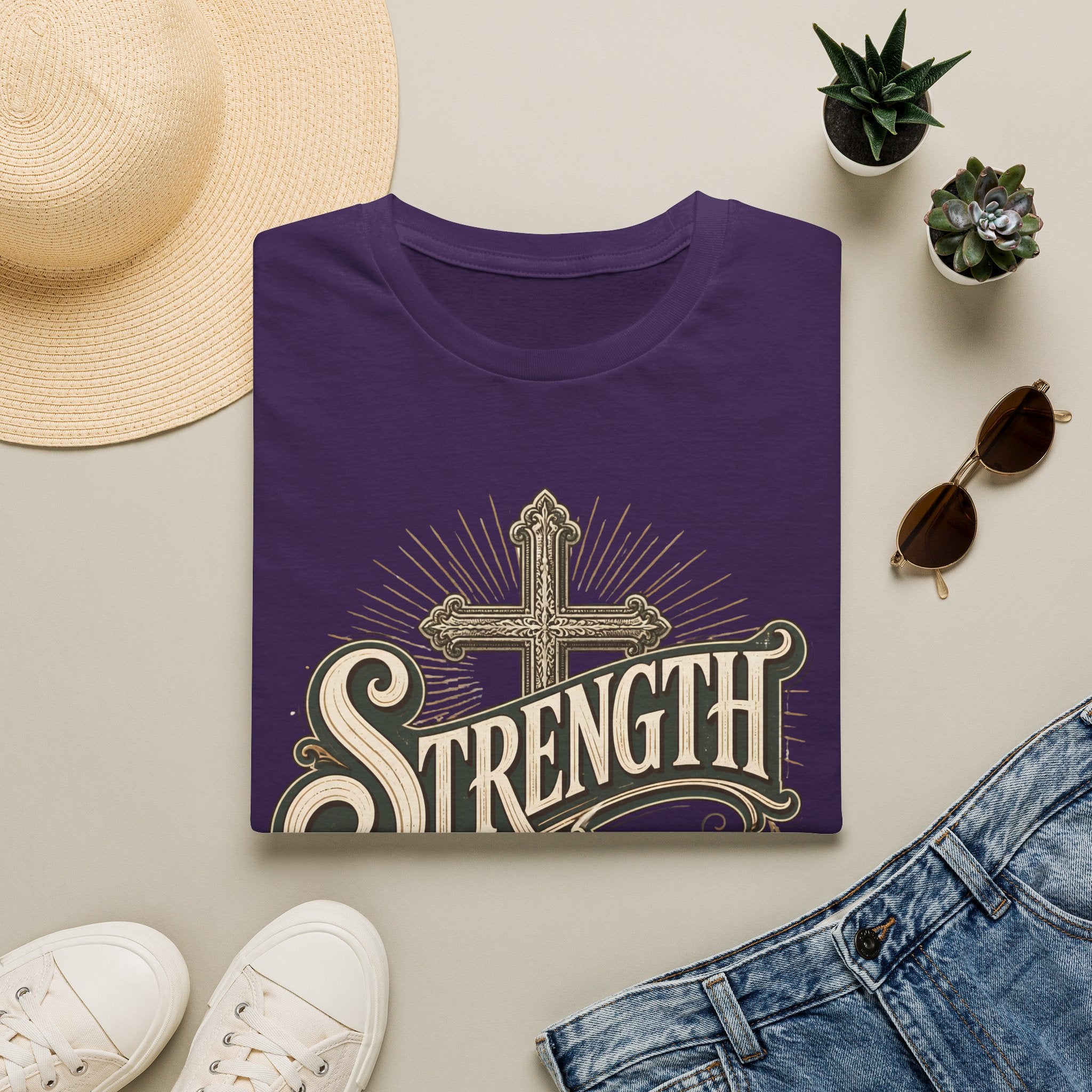 Strength Cross T‑Shirt — 'The Lord Is My Peace' Christian Faith Tee