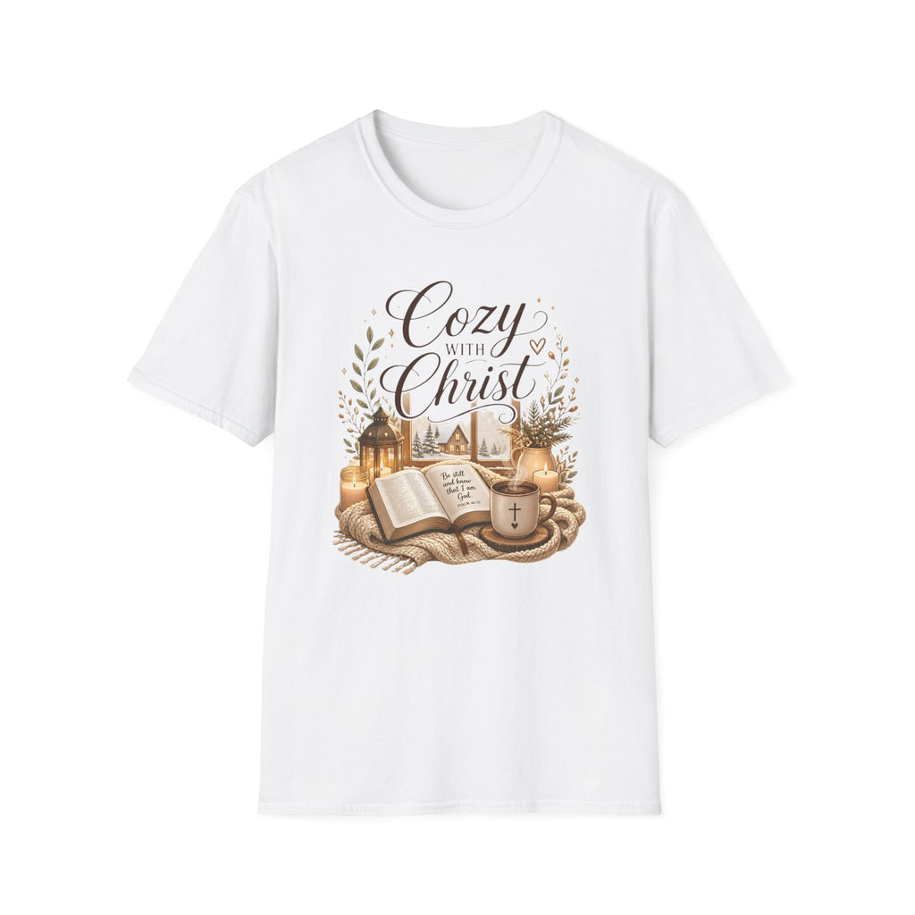 Cozy with Christ T‑Shirt — Faithful Christmas Cozy Home Design