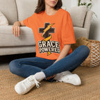 Grace Powered T-Shirt — Faith Cross with Lightning Christian Tee