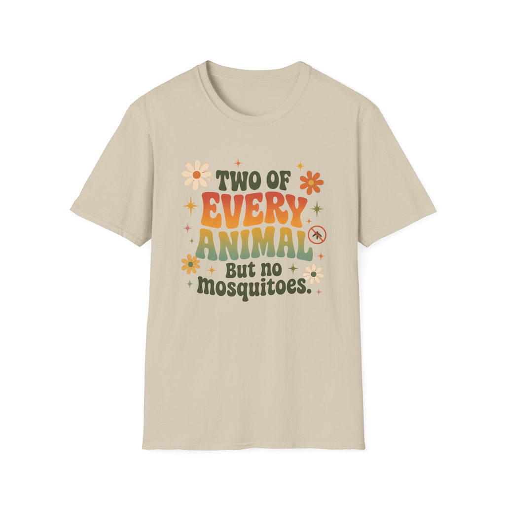 T-Shirt — Two of Every Animal But No Mosquitoes Retro Floral Graphic Tee