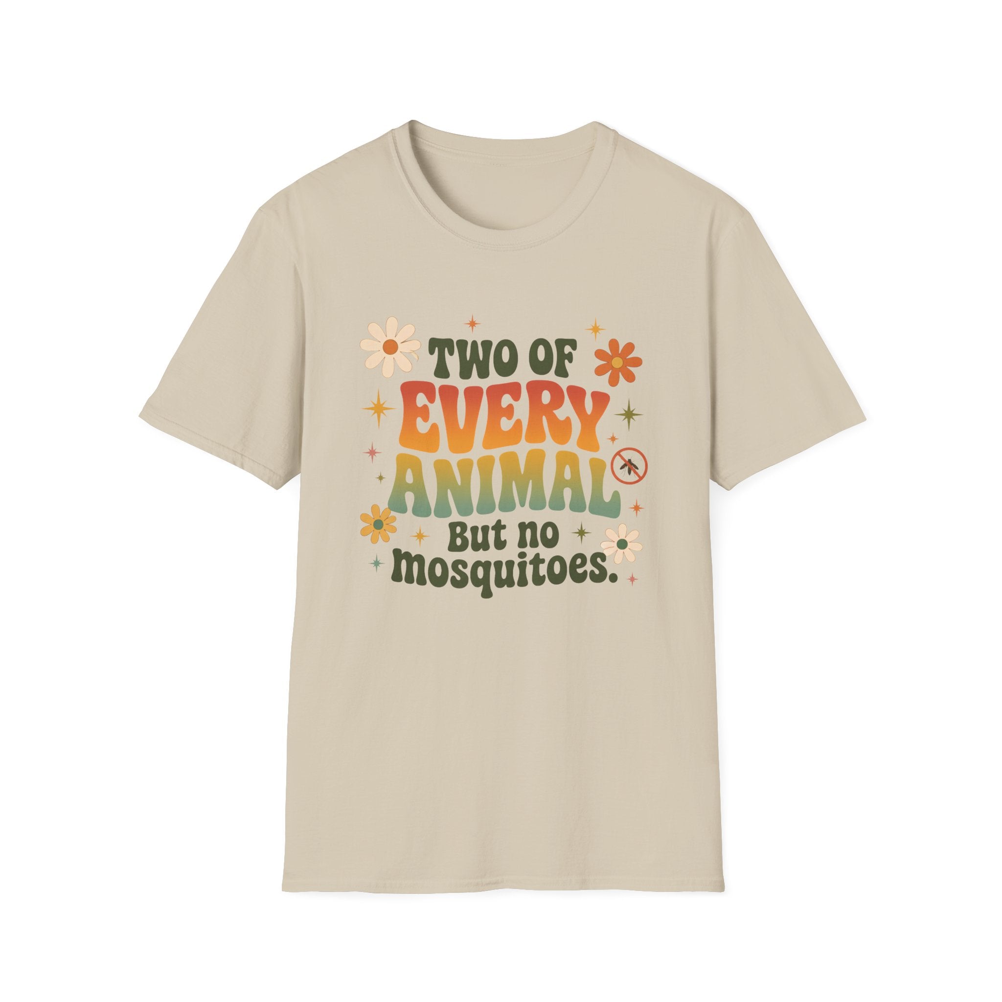 T-Shirt — Two of Every Animal But No Mosquitoes Retro Floral Graphic Tee