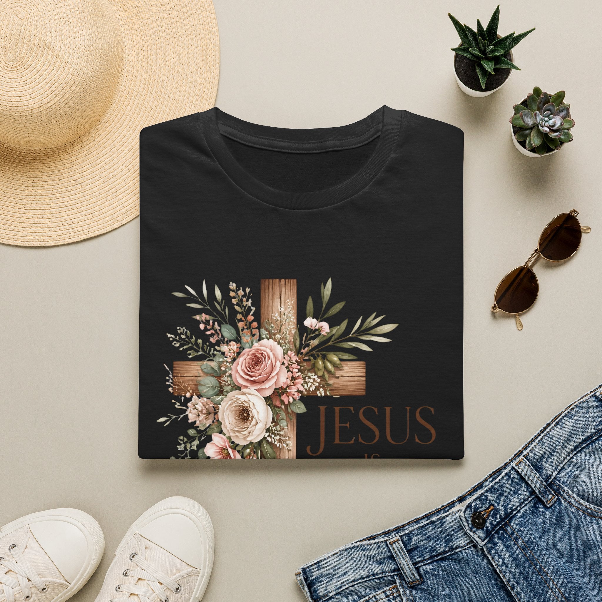 Jesus Floral Cross T-Shirt — Christian Faith Graphic Tee