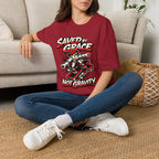 Saved by Grace T‑Shirt — Skateboard Faith Graphic