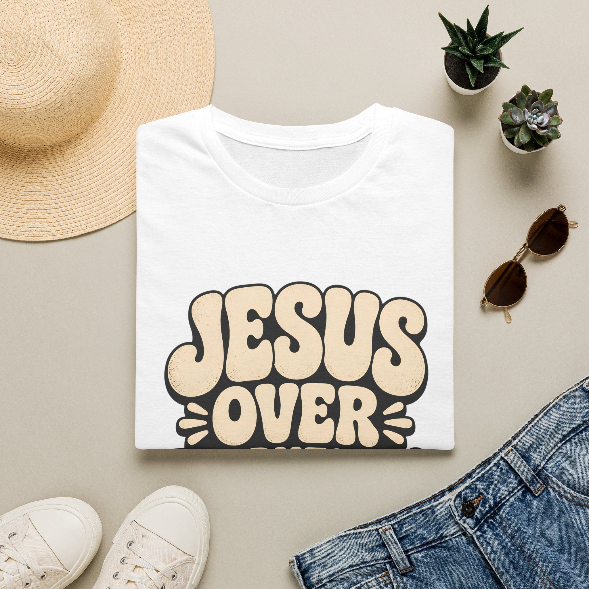 Jesus Over Everything T‑Shirt — Retro Faith Graphic Tee