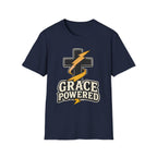 Grace Powered T-Shirt — Faith Cross with Lightning Christian Tee