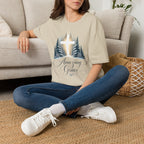 Christian T-Shirt — Cross in Pine Forest with "Amazing Grace" (Faith Tee)