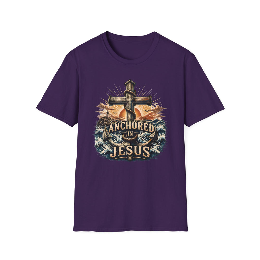Anchored in Jesus T-Shirt — Christian Anchor Faith Tee