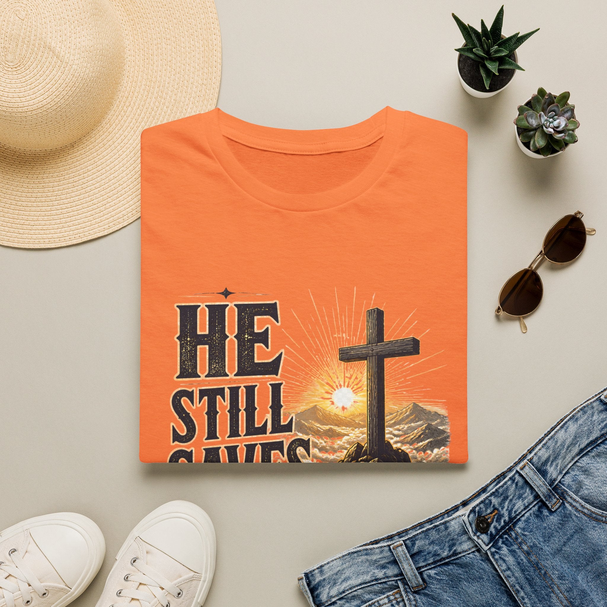 He Still Saves T-Shirt — Christian Cross Faith Graphic Tee