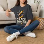 Grace Powered T-Shirt — Faith Cross with Lightning Christian Tee
