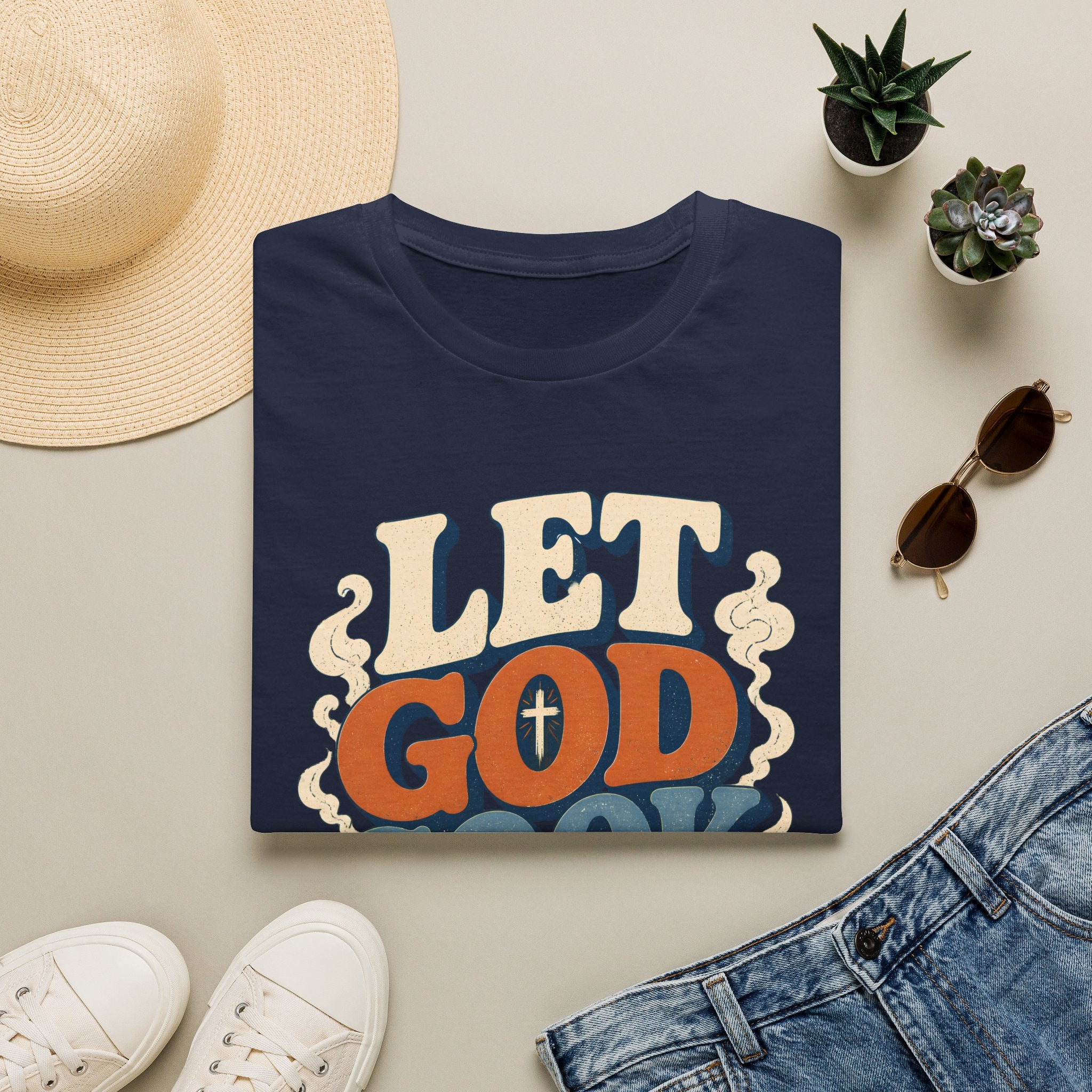 Let God Cook T-Shirt — Faith-Inspired Vintage Kitchen Graphic Tee