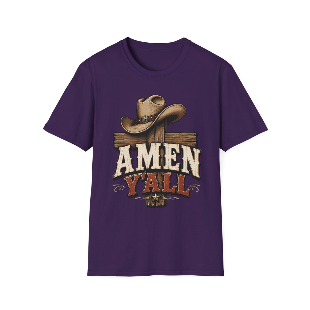Amen Y’all Cowboy T-Shirt — Western Cross & Hat Graphic Tee