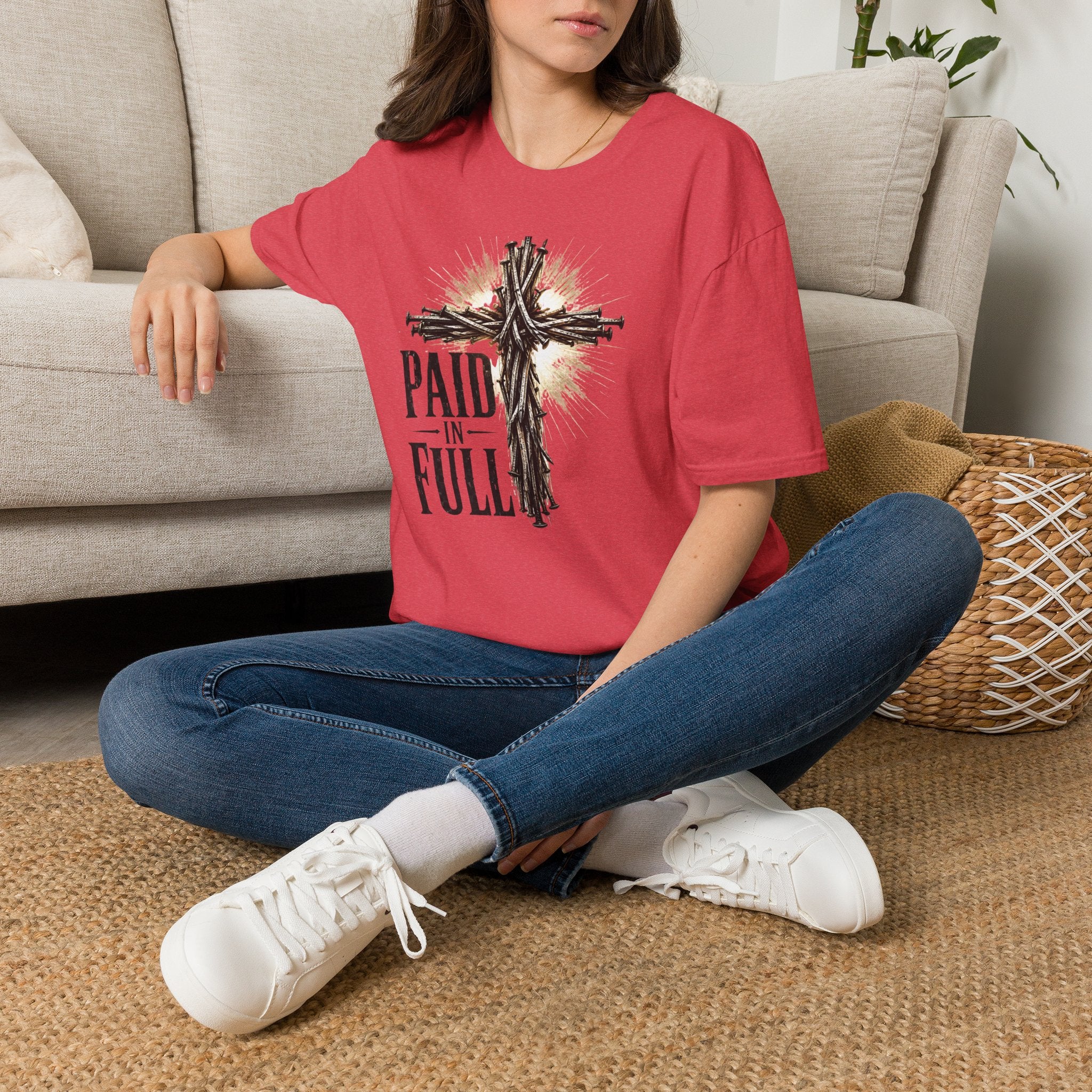 Christian T-Shirt — "Paid in Full" Cross Graphic Faith Tee