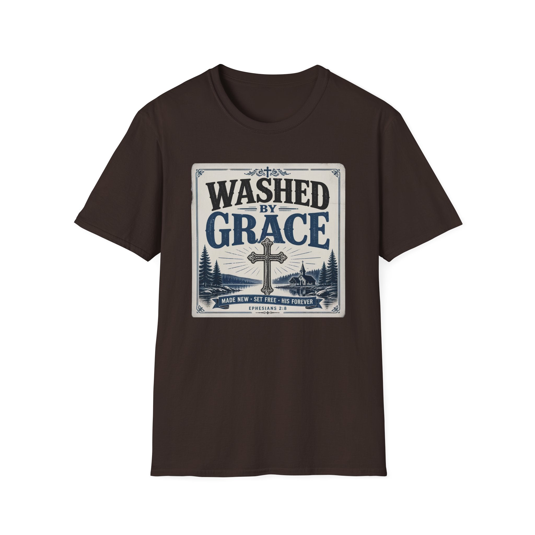 Washed By Grace T‑Shirt — Christian Faith Cross Tee