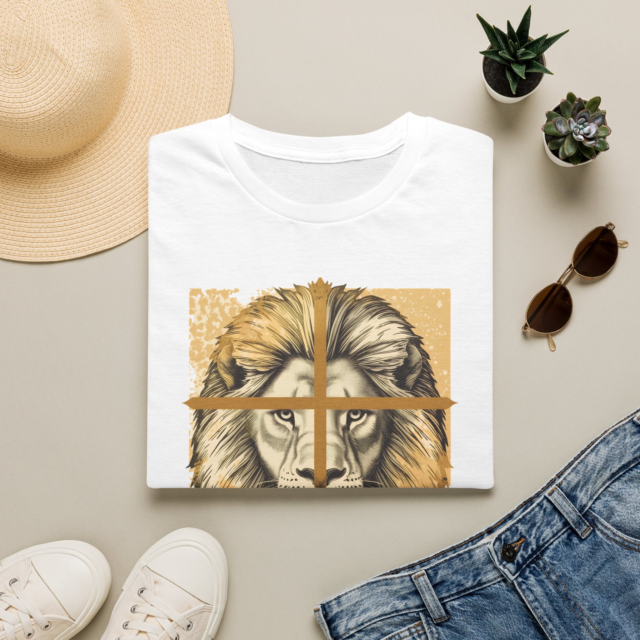 Lion Cross T‑Shirt — Faith-Inspired Lion Graphic Tee