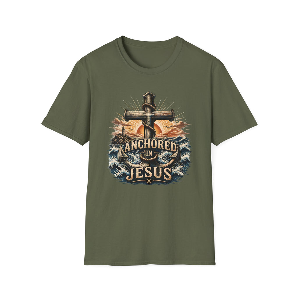 Anchored in Jesus T-Shirt — Christian Anchor Faith Tee